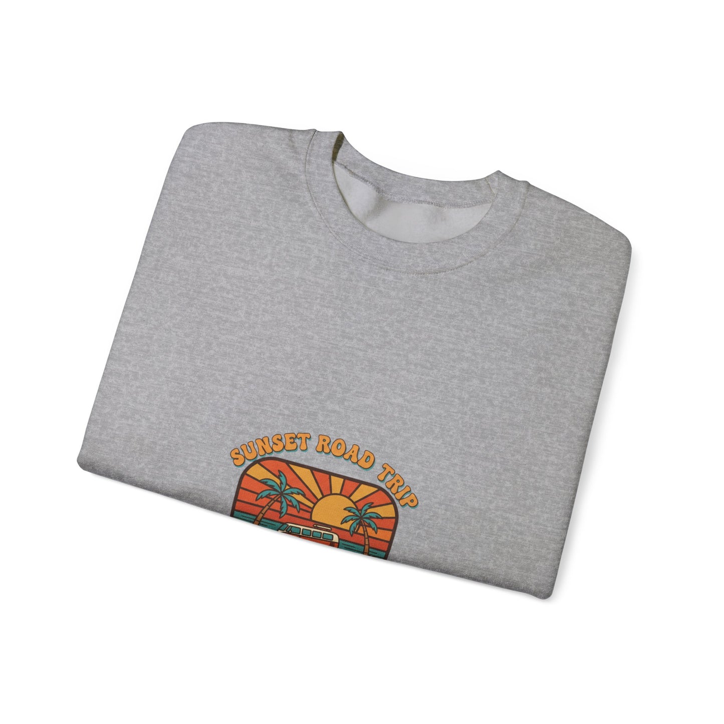 Coastal 70s Sunset Crewneck Sweatshirt | Retro Surf Graphic, Vintage Palm