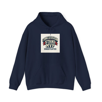 Concession Stand MVP Hoodie — "Undefeated" Retro Sports Vendor Sweatshirt