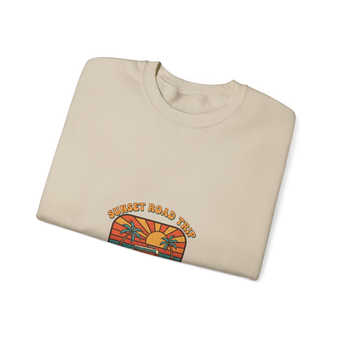 Coastal 70s Sunset Crewneck Sweatshirt | Retro Surf Graphic, Vintage Palm