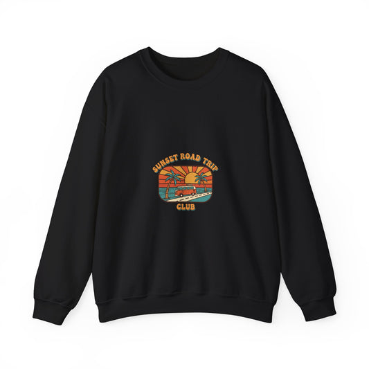 Coastal 70s Sunset Crewneck Sweatshirt | Retro Surf Graphic, Vintage Palm