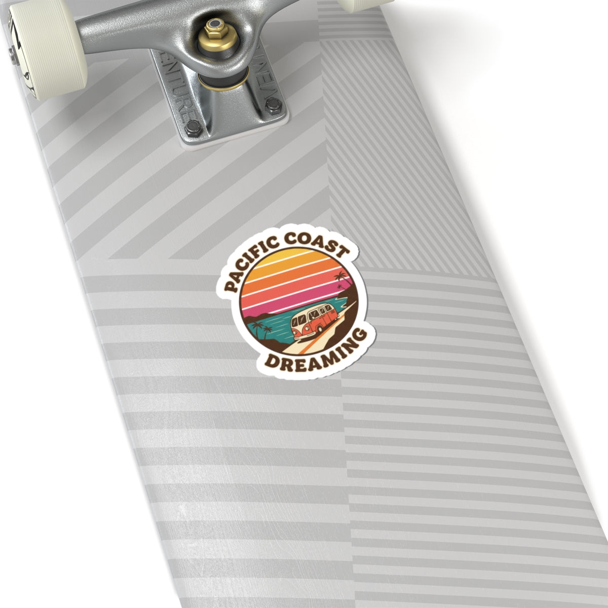 Pacific Coast Dreaming Kiss-Cut Sticker | 70s Sunset, Retro Surf Palm