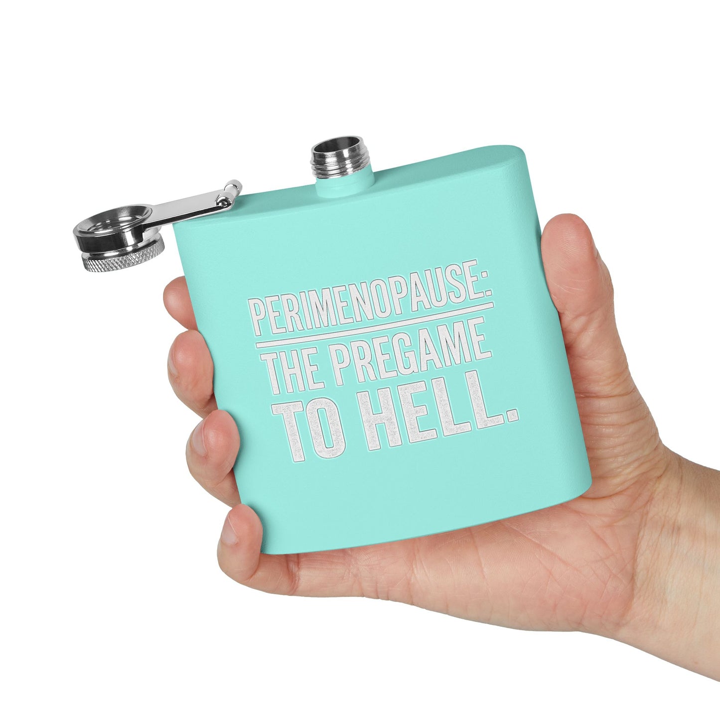 Perimenopause: The Pregame to Hell Flask – Funny Menopause Gift for Women, Sarcastic Hot Flash Humor Stainless Steel Flask