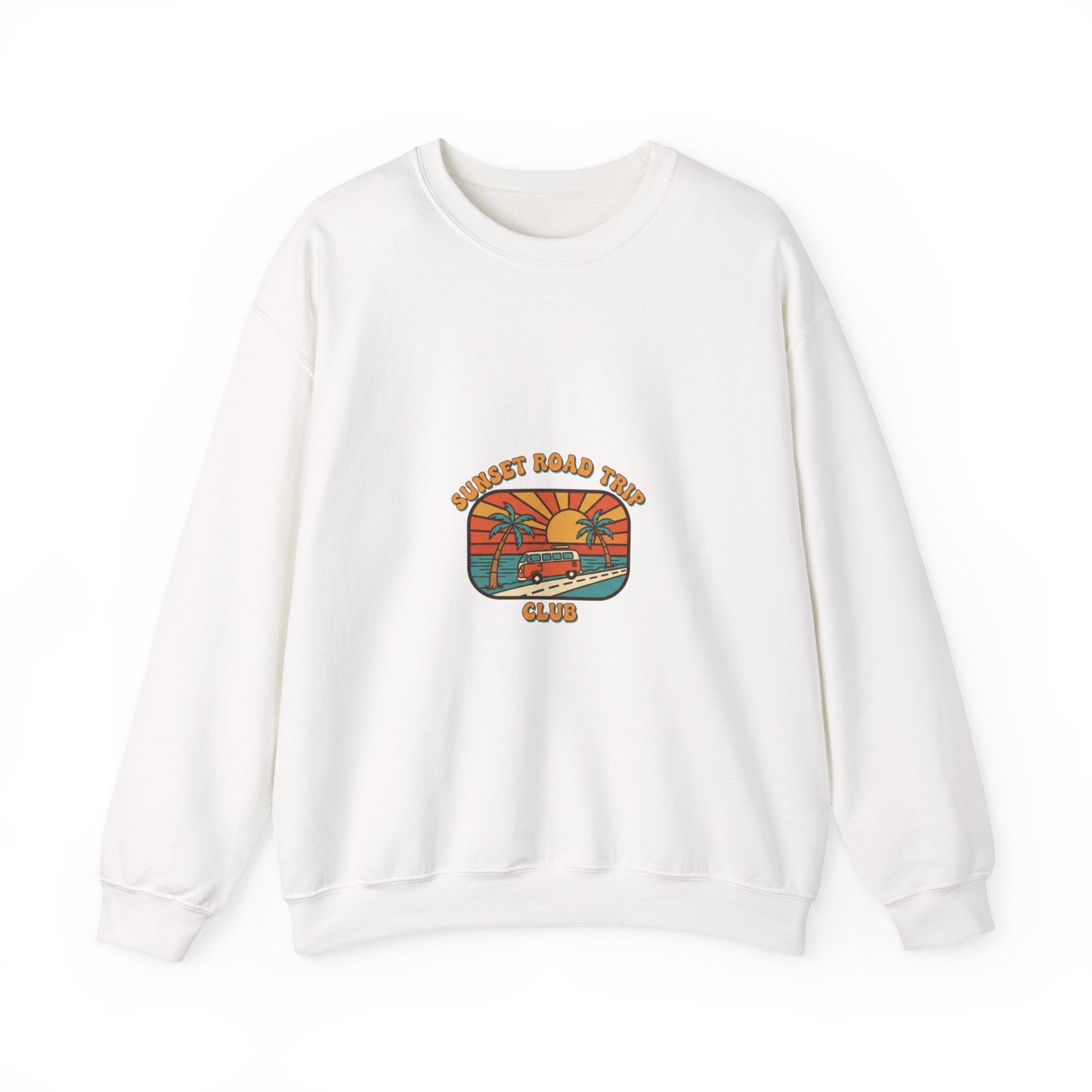 Coastal 70s Sunset Crewneck Sweatshirt | Retro Surf Graphic, Vintage Palm