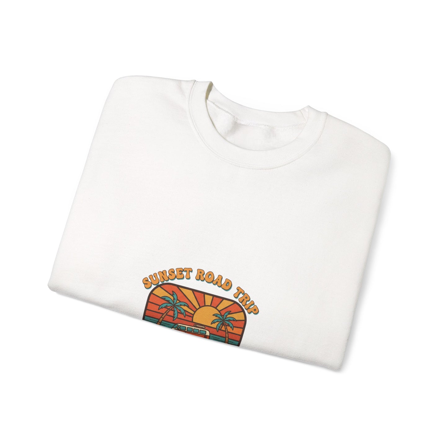 Coastal 70s Sunset Crewneck Sweatshirt | Retro Surf Graphic, Vintage Palm