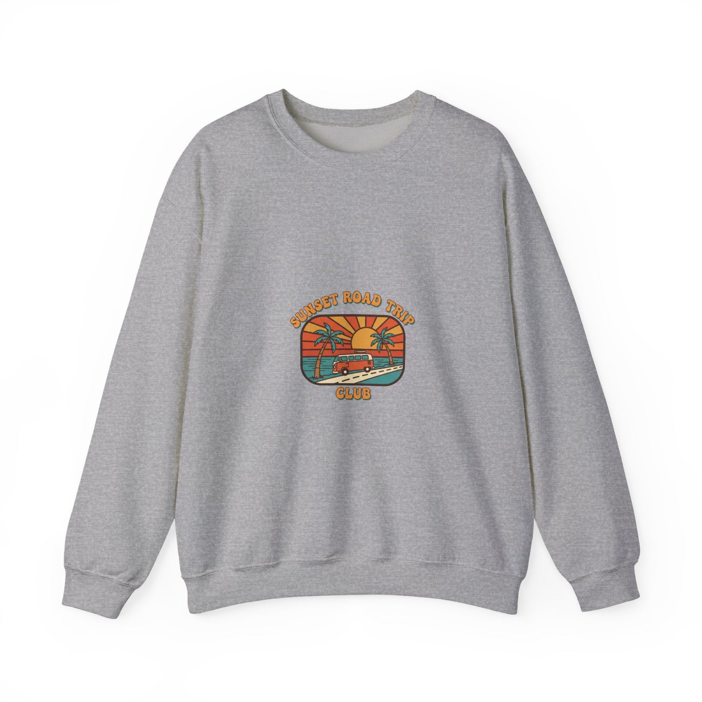 Coastal 70s Sunset Crewneck Sweatshirt | Retro Surf Graphic, Vintage Palm