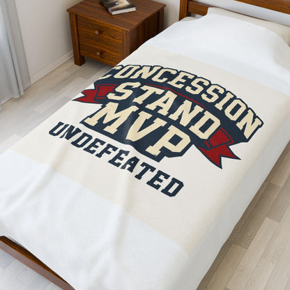 Concession Stand MVP Velveteen Plush Blanket — 'Undefeated' Cozy Sports Snack Vendor Gift