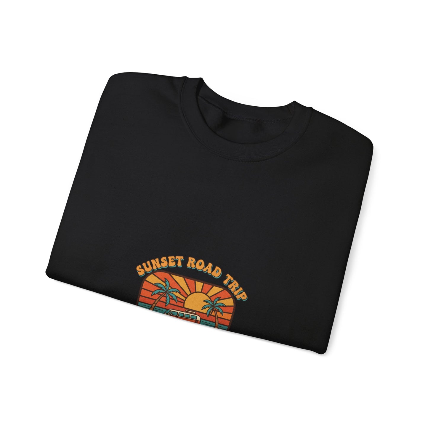 Coastal 70s Sunset Crewneck Sweatshirt | Retro Surf Graphic, Vintage Palm