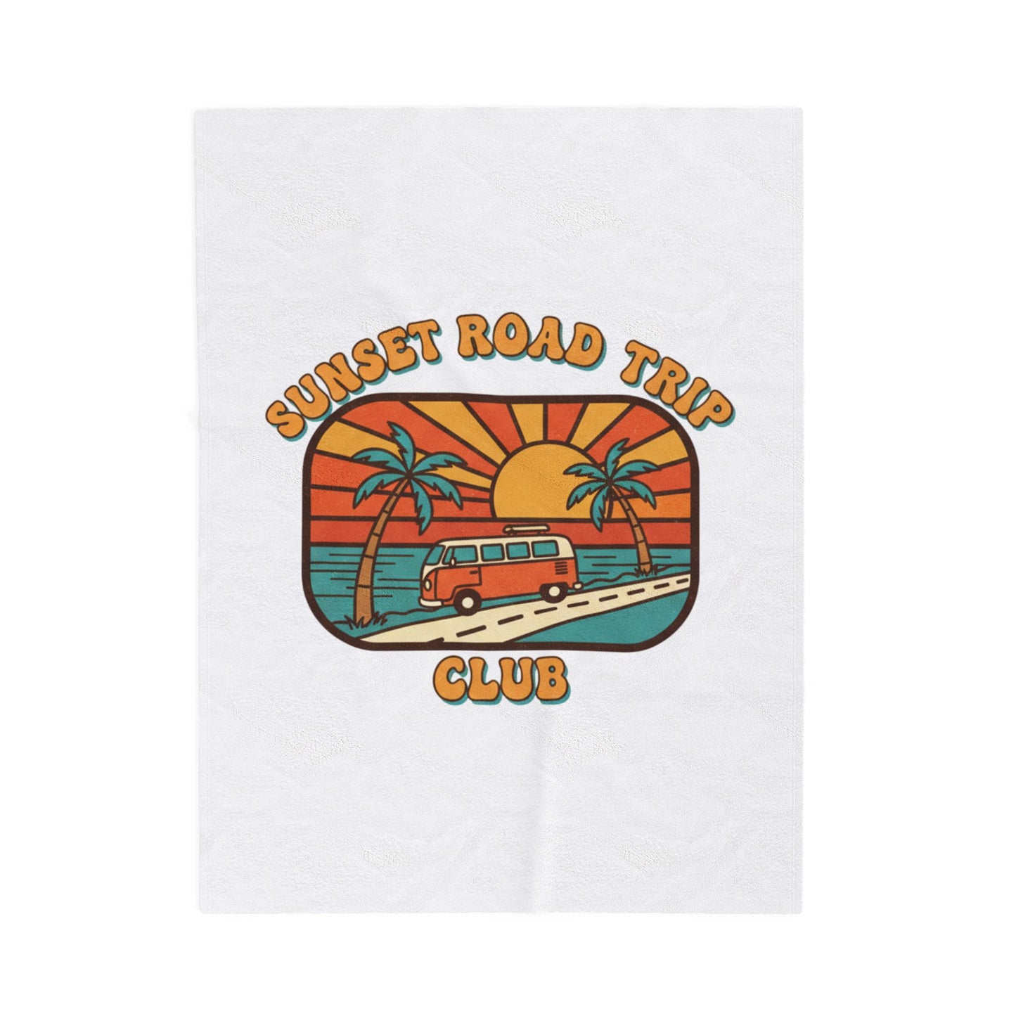 Sunset Road Trip Club Velveteen Blanket | 70s Sunset Retro Surf Graphic