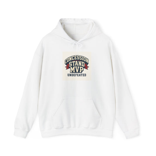 Concession Stand MVP Hoodie — "Undefeated" Retro Sports Vendor Sweatshirt