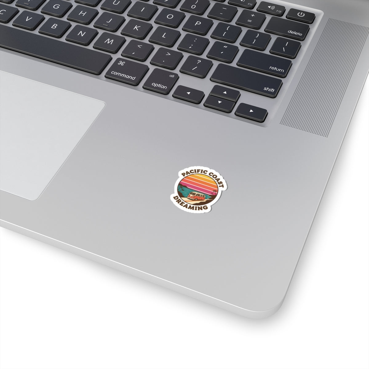 Pacific Coast Dreaming Kiss-Cut Sticker | 70s Sunset, Retro Surf Palm