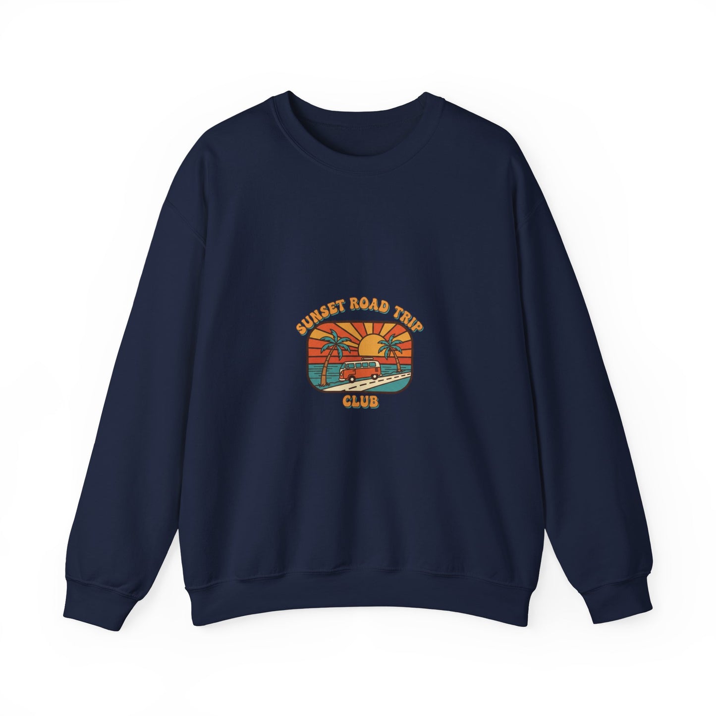 Coastal 70s Sunset Crewneck Sweatshirt | Retro Surf Graphic, Vintage Palm