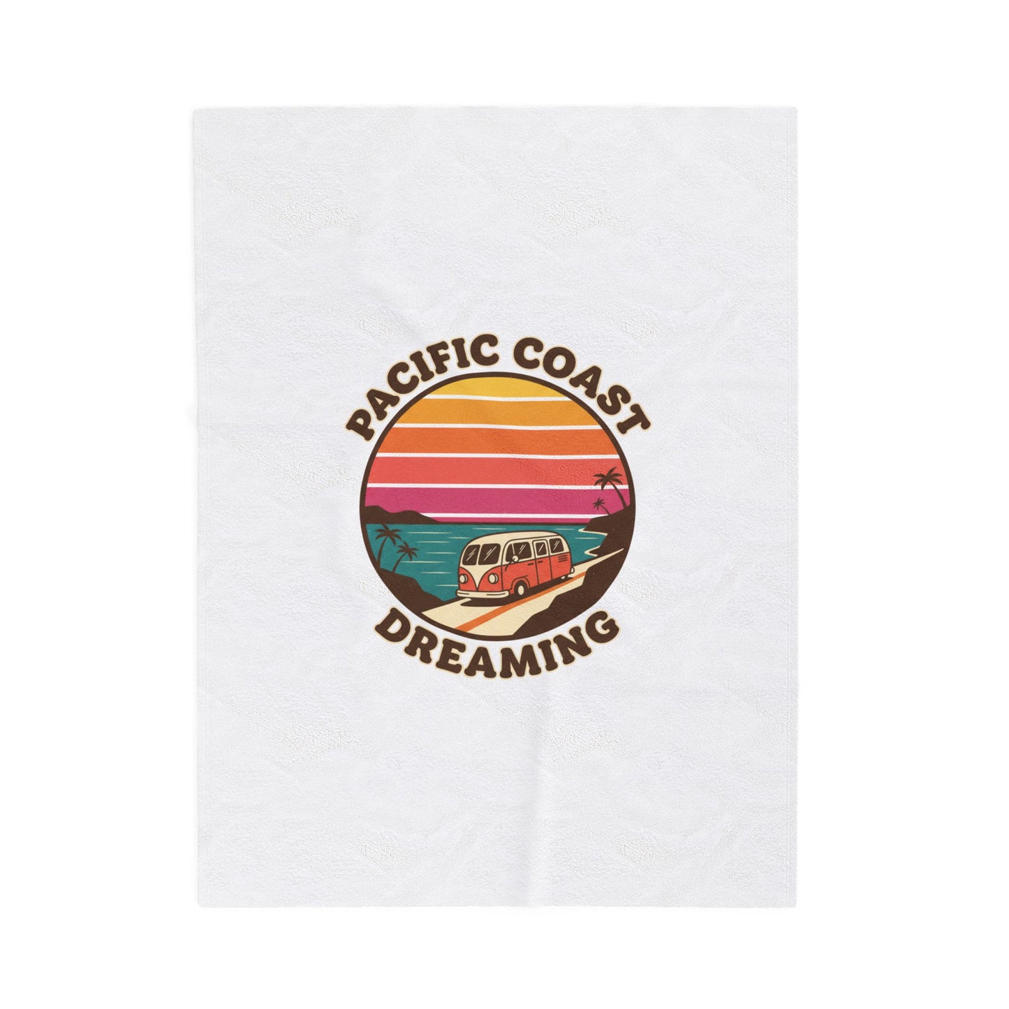 Pacific Coast Dreaming Velveteen Blanket | 70s Sunset Retro Surf Graphic