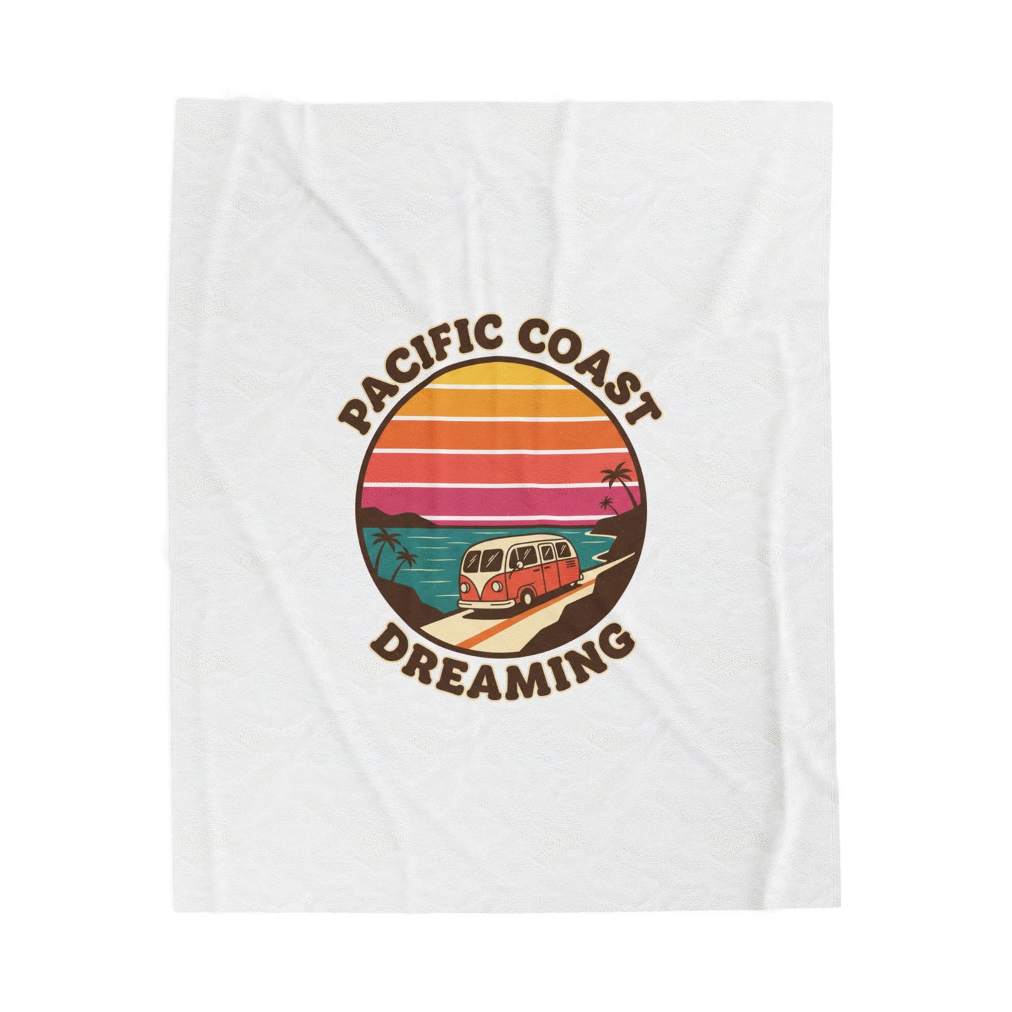 Pacific Coast Dreaming Velveteen Blanket | 70s Sunset Retro Surf Graphic