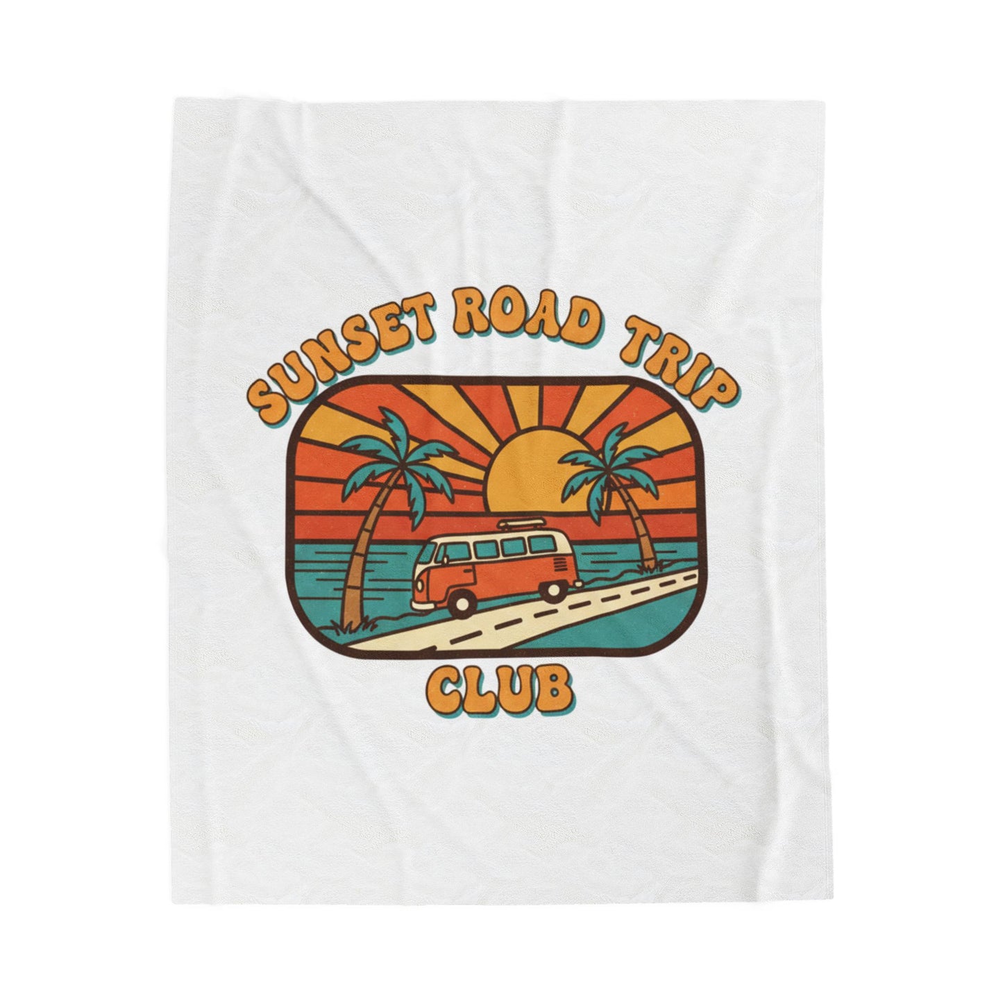 Sunset Road Trip Club Velveteen Blanket | 70s Sunset Retro Surf Graphic