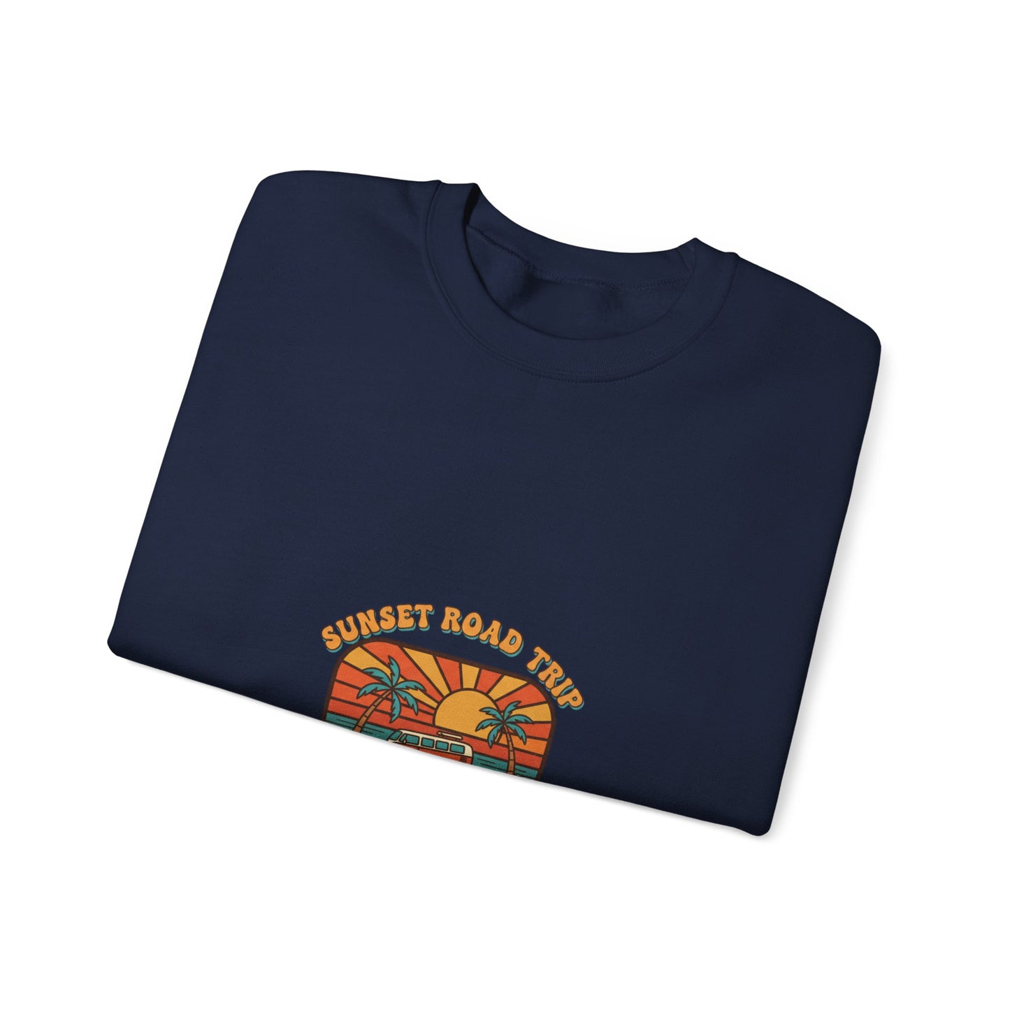 Coastal 70s Sunset Crewneck Sweatshirt | Retro Surf Graphic, Vintage Palm