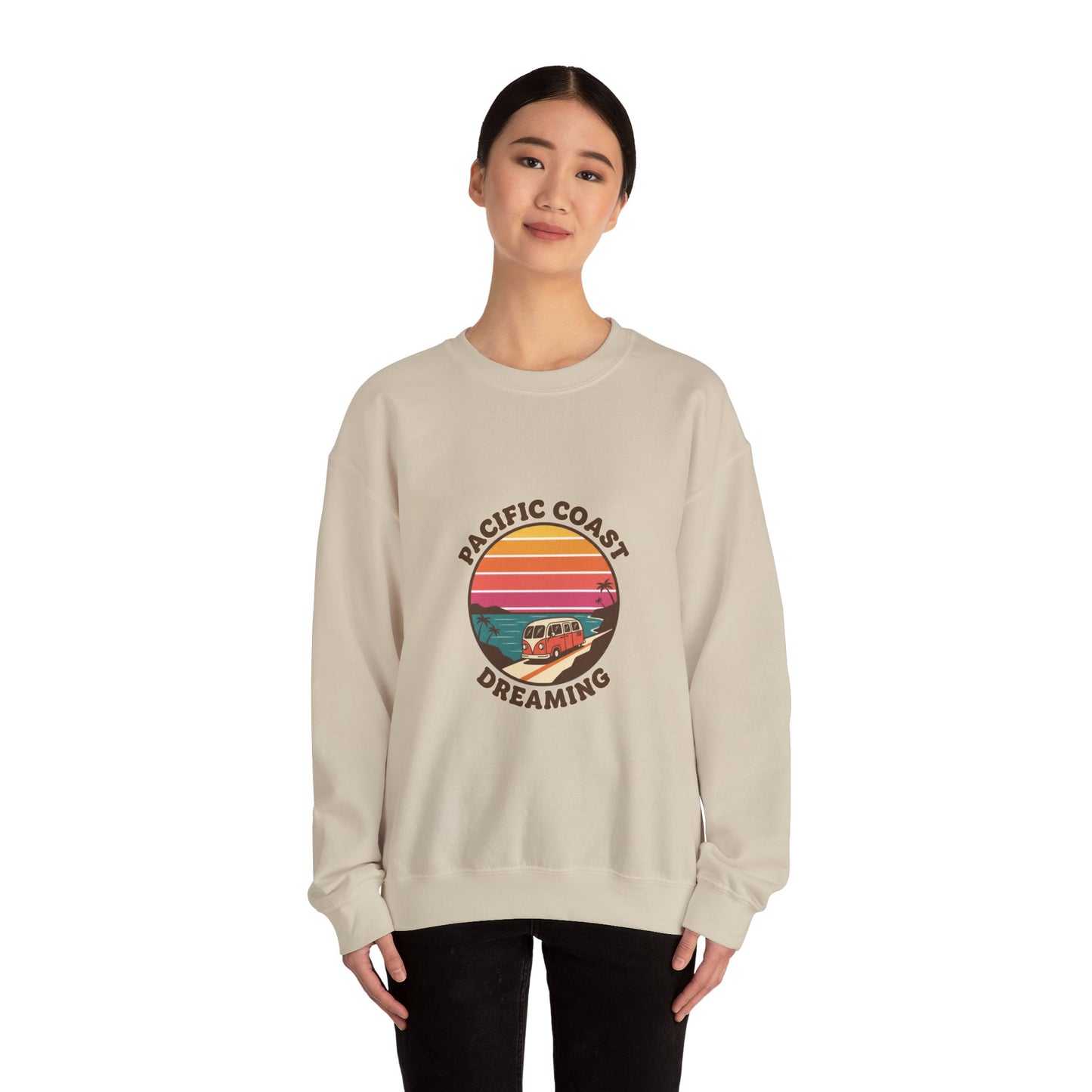 Pacific Coast Dreaming Sweatshirt | 70s Sunset Retro Surf Graphic